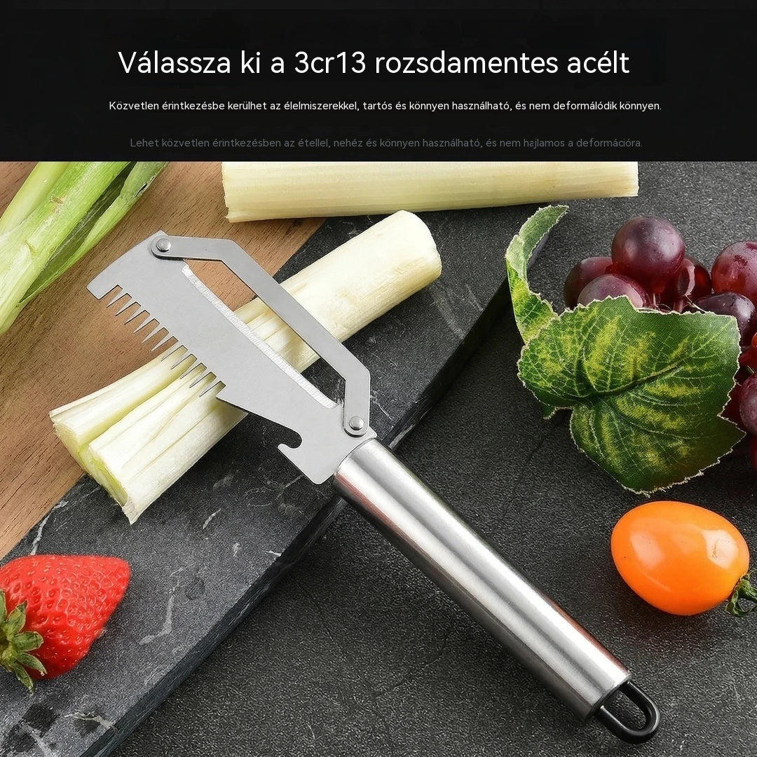 ✅【Vásárolj 2-t, kapsz 2-t ingyen!】🧅🔪 3 az 1-ben multifunkciós konyhai hámozó: Hámoz, szeletel és kinyitja a palackkupakokat! 🔥