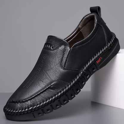 【39-44-es méret】Férfi alkalmi sportcipő, valódi bőr, puha talp, csúszásgátló, lélegző