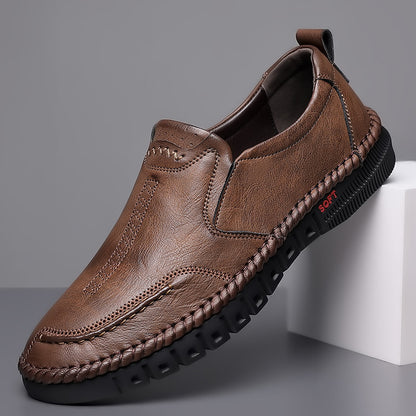 【39-44-es méret】Férfi alkalmi sportcipő, valódi bőr, puha talp, csúszásgátló, lélegző