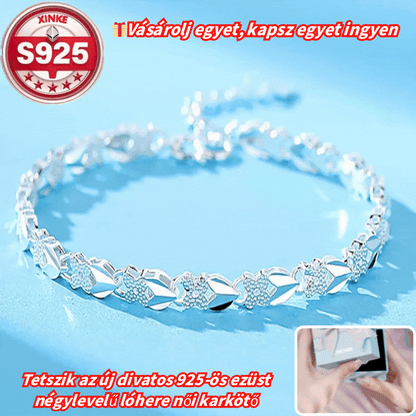 【Vásárolj 1-et, kapsz 1-et ingyen】Tetszik az új divatos 925-ös ezüst négylevelű lóhere női karkötő