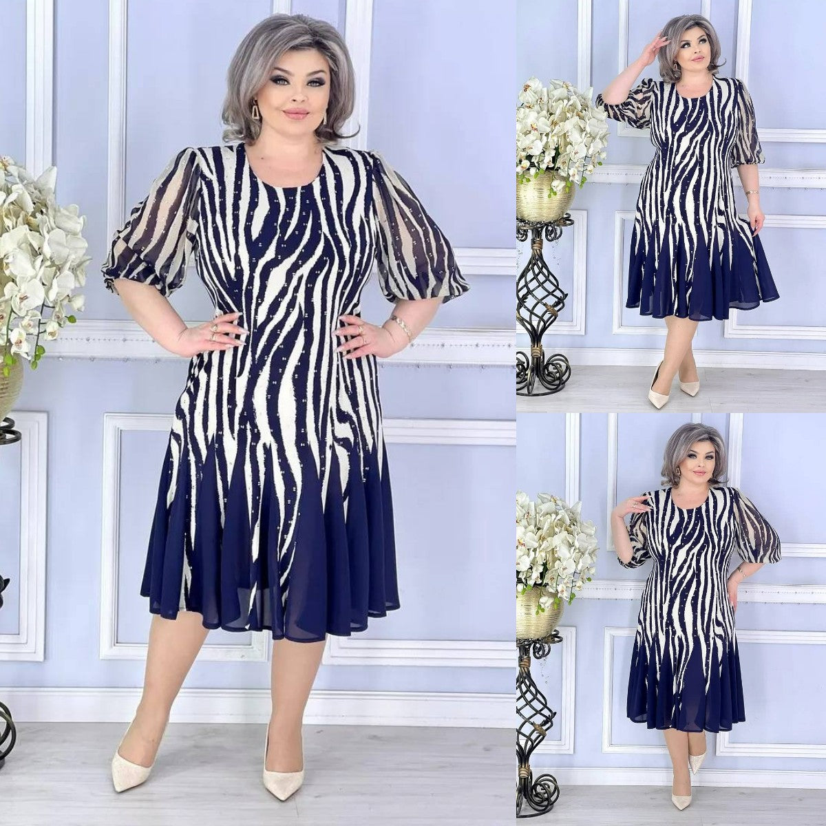 💙🌸【S-5XL】Új elegáns partiruha, minden méretben elérhető