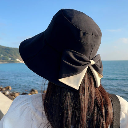 👒✨ Női napkalap masnival és széles karimájú - összecsukható, 360°-os védelemmel 🎀