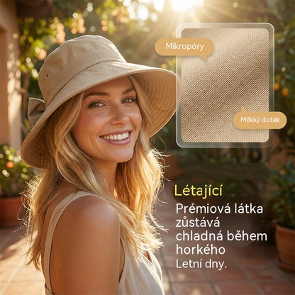 👒✨ Női napkalap masnival és széles karimájú - összecsukható, 360°-os védelemmel 🎀